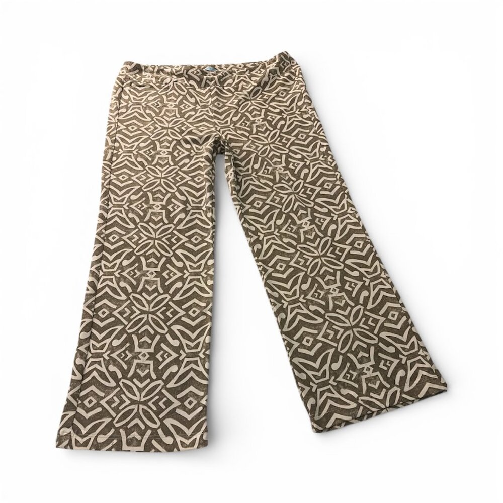 J. MCLAUGHLIN CARMEL TAN & CREAM PANTS SIZE-XL-(alterted for Petite)